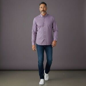 PS Paul Smith Men's XL Geometric Print Button Down Long Sleeve Shirt Purple